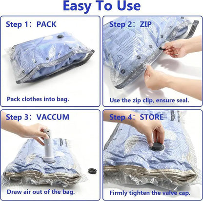 XOUDSI Premium Vacuum Storage Bags with Cordless Rechargeable Pump - Waterproof and Reusable Organizer for Comforters, Blankets, and Clothing, Ideal for Travel, Lightweight Design