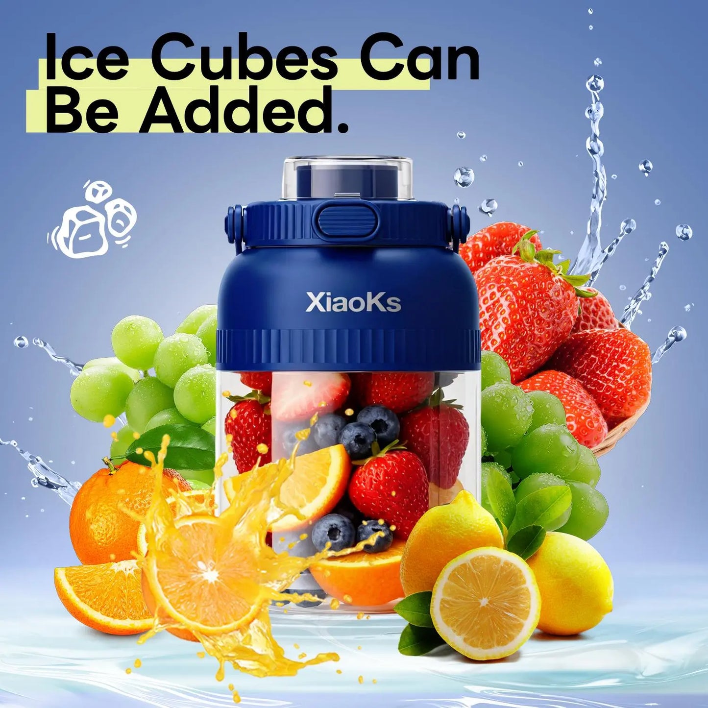 BPA-Free Electric Citrus Juicer with 45.7 Oz Capacity, Straw, Two Lids, and Portable Blender for Smoothies, Shakes, Food Preparation, and Frozen Blending - Outdoorfun