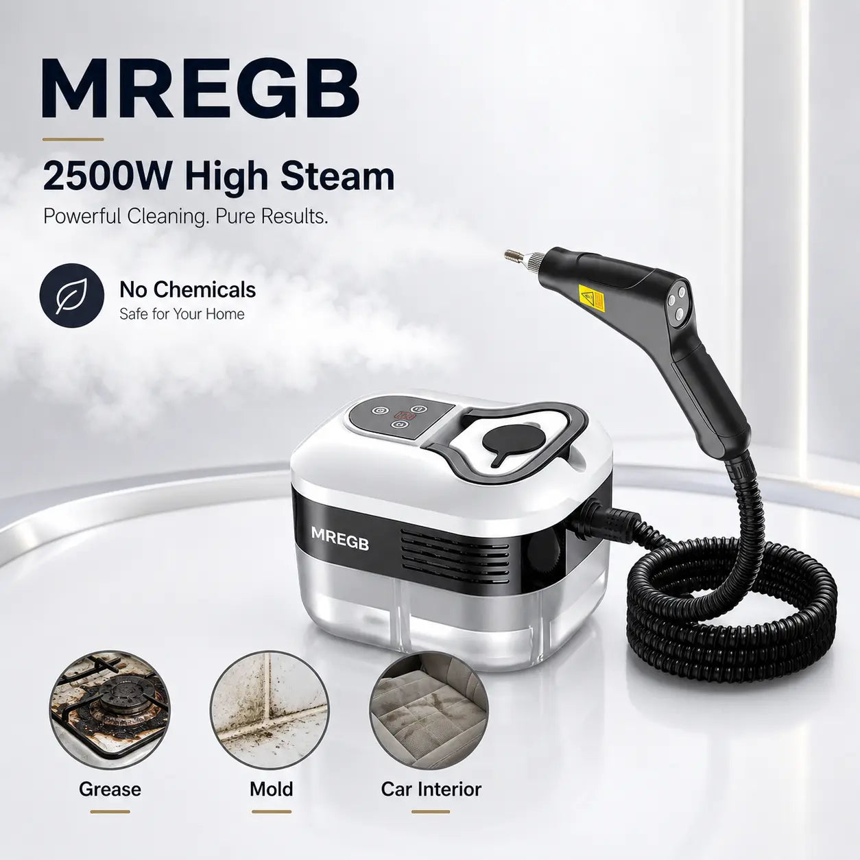 MREGB Portable High-Temperature Handheld Steam Cleaner for Deep Cleaning with Accessories - Ideal for Car Detailing, Kitchen Grease, Bathroom Tiles, and Multi-Surface Home Use