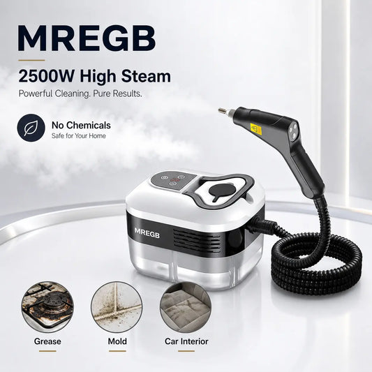 MREGB Portable High-Temperature Handheld Steam Cleaner for Deep Cleaning with Accessories - Ideal for Car Detailing, Kitchen Grease, Bathroom Tiles, and Multi-Surface Home Use