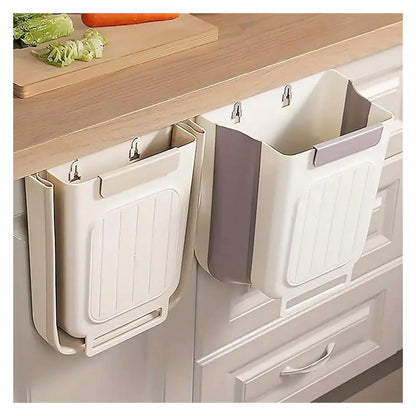 Collapsible Hanging Kitchen Trash Can - Foldable Cabinet Garbage Bin for Countertop and Bathroom (11L)