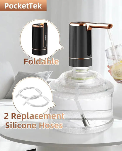 5-Gallon Electric Water Dispenser Pump – Rechargeable, Foldable Design with Type-C Compatibility, Includes 2 Silicone Hoses and Stainless Steel Weight Sinker for Home, Office, and Camping Use