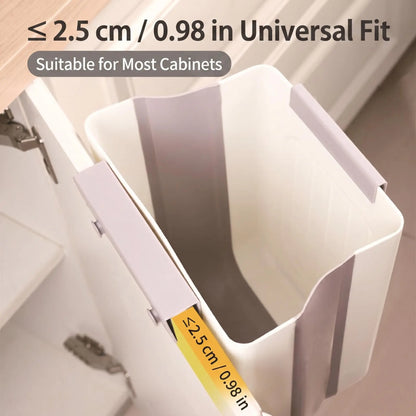 Collapsible Hanging Kitchen Trash Can - Foldable Cabinet Garbage Bin for Countertop and Bathroom (11L)