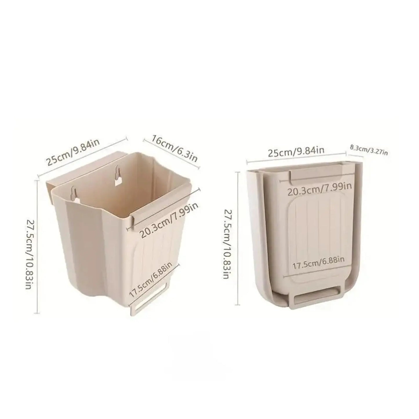 Collapsible Hanging Kitchen Trash Can - Foldable Cabinet Garbage Bin for Countertop and Bathroom (11L)