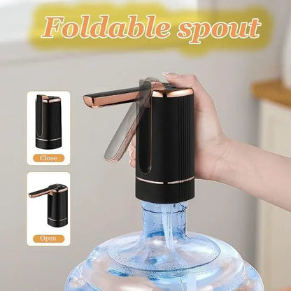 5-Gallon Electric Water Dispenser Pump – Rechargeable, Foldable Design with Type-C Compatibility, Includes 2 Silicone Hoses and Stainless Steel Weight Sinker for Home, Office, and Camping Use