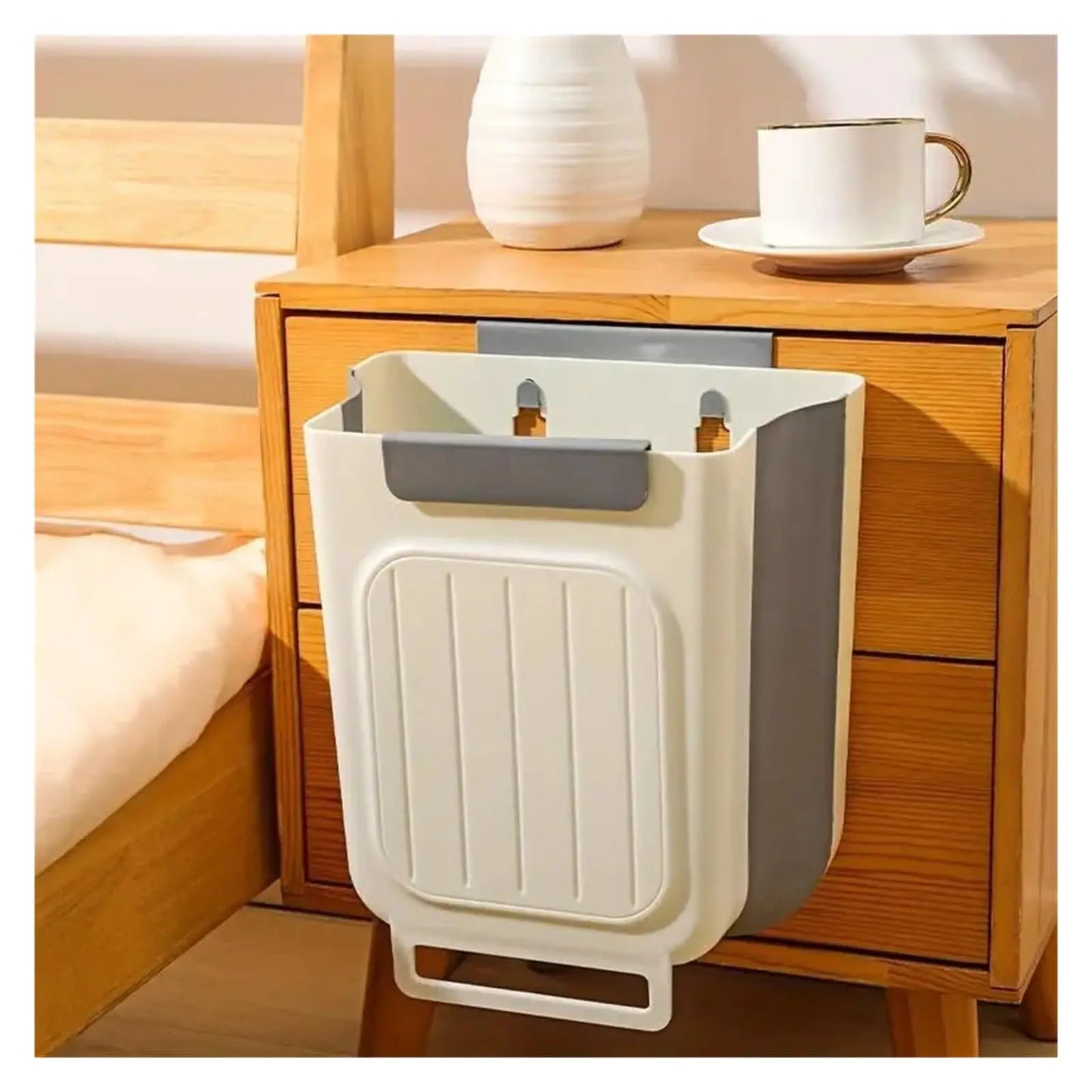 Collapsible Hanging Kitchen Trash Can - Foldable Cabinet Garbage Bin for Countertop and Bathroom (11L)