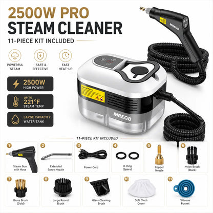 MREGB Portable High-Temperature Handheld Steam Cleaner for Deep Cleaning with Accessories - Ideal for Car Detailing, Kitchen Grease, Bathroom Tiles, and Multi-Surface Home Use