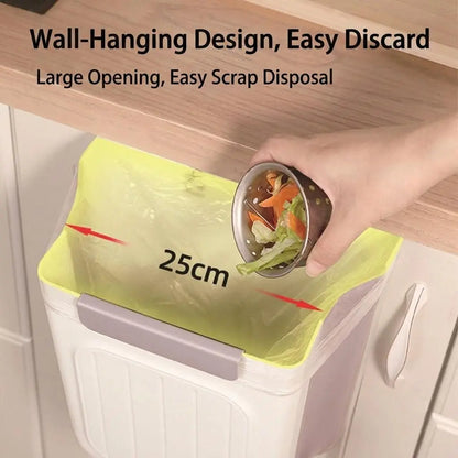 Collapsible Hanging Kitchen Trash Can - Foldable Cabinet Garbage Bin for Countertop and Bathroom (11L)