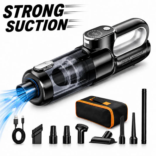 Cordless Handheld Vacuum Cleaner - 2-In-1 Strong High Power Suction & Air Blower, USB-C Fast Charging Portable Car Accessory for Car Upholstery, Keyboards & Desks Cleaning