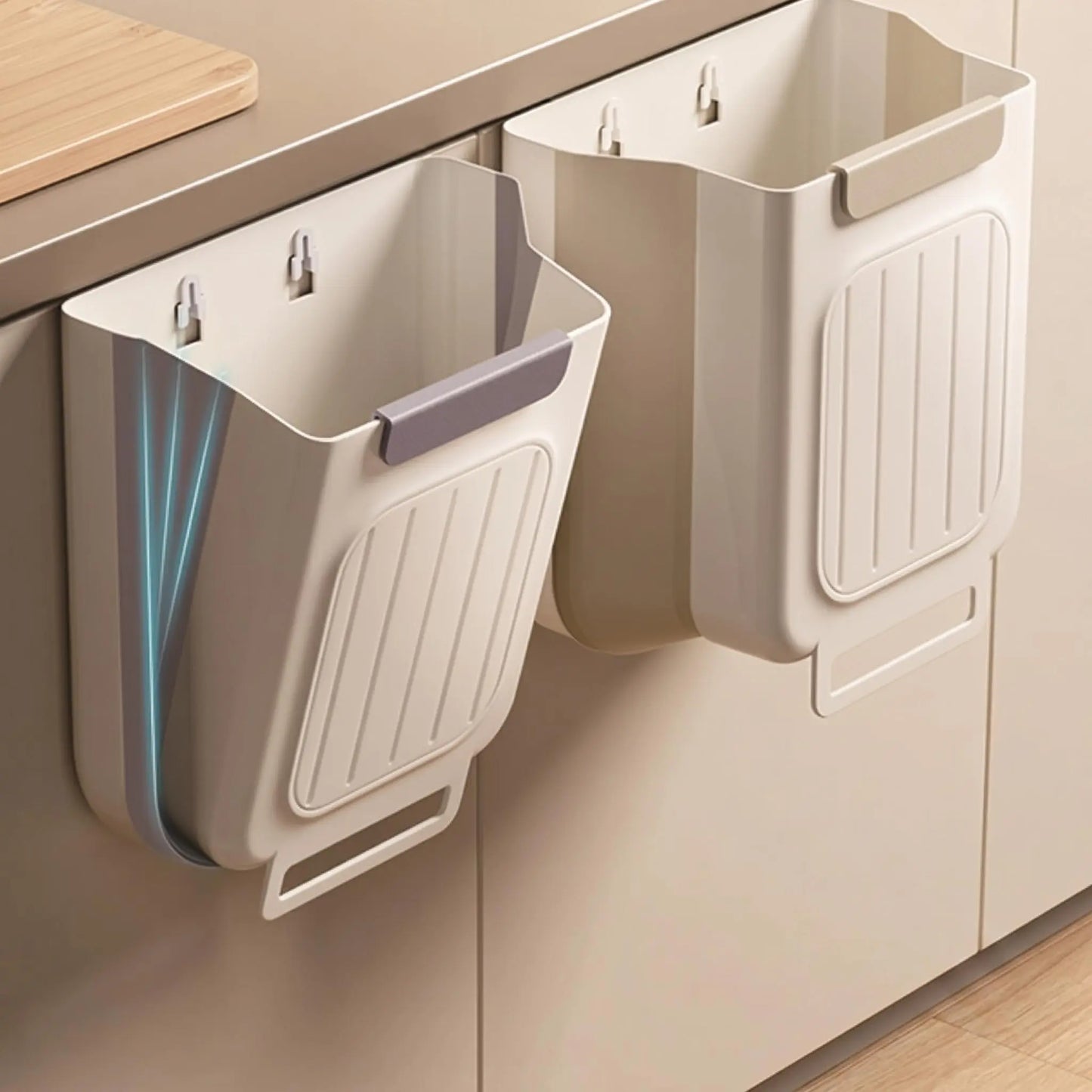 Collapsible Hanging Kitchen Trash Can - Foldable Cabinet Garbage Bin for Countertop and Bathroom (11L)