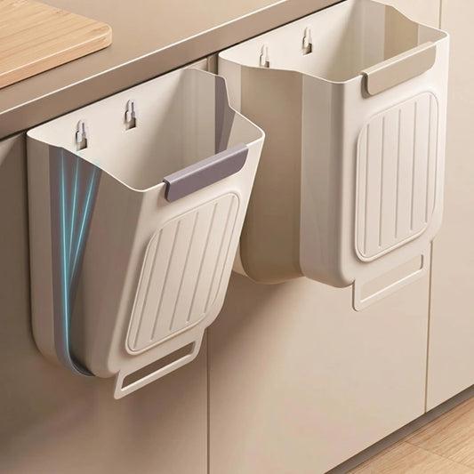 Collapsible Hanging Kitchen Trash Can - Foldable Cabinet Garbage Bin for Countertop and Bathroom (11L)